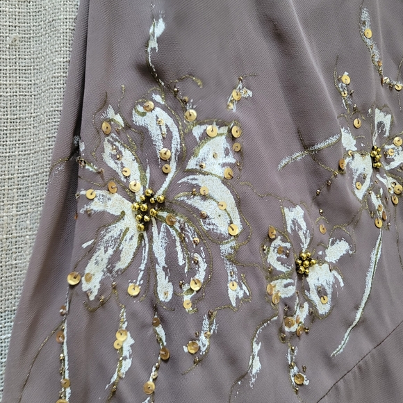 y2k Fairy Boho Regency Whismy Off The Shoulder Brown Embriodered Cocktail Dress - Picture 7 of 16